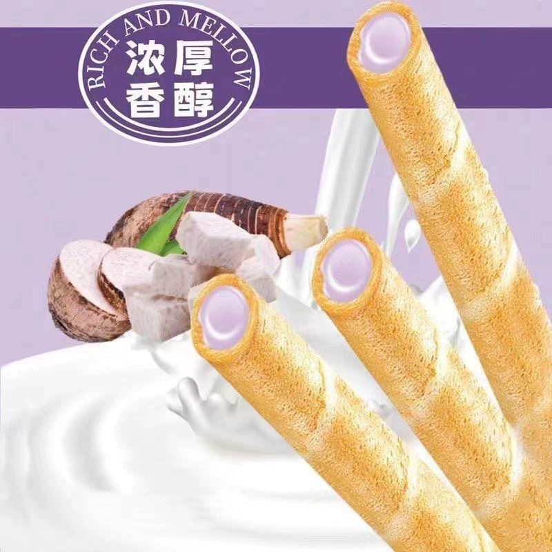 Purple sweet potato and taro paste egg rolls, rich and crunchy purple sweet potato biscuits, snacks to satisfy cravings, fragrant taro milk flavored meringue rolls