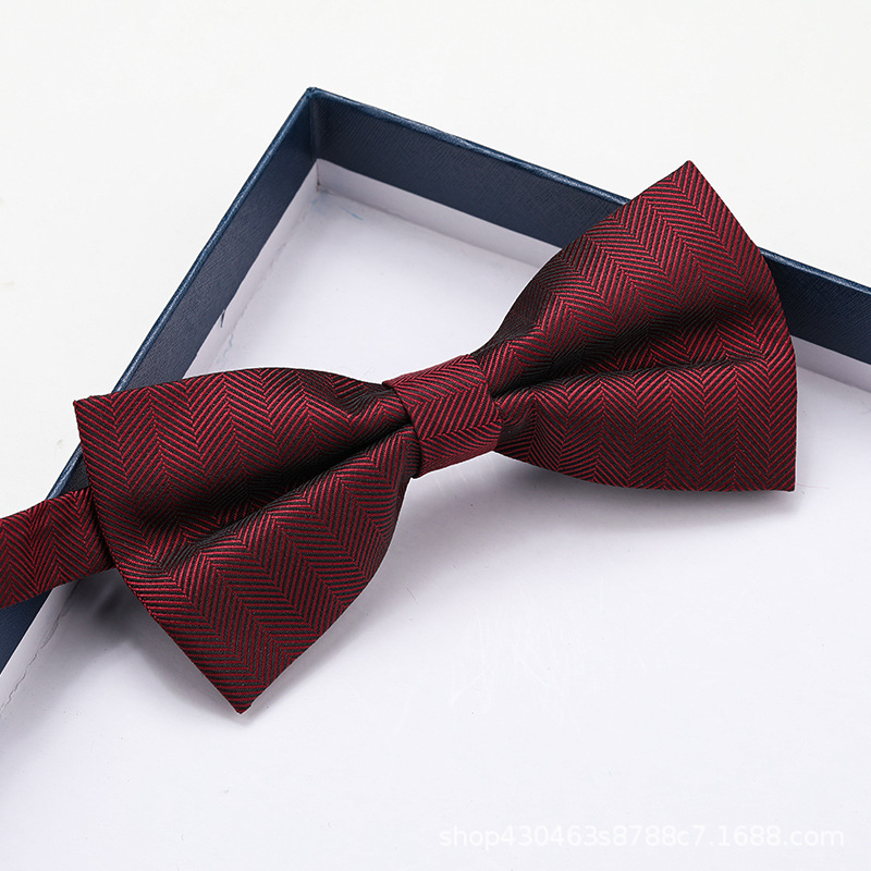 다크 레드 헤링본 나비넥타이