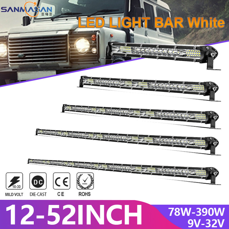 Car LED ultra-thin single row strip light 24v truck spotlight 12V off-road vehicle top front bar middle net modification light