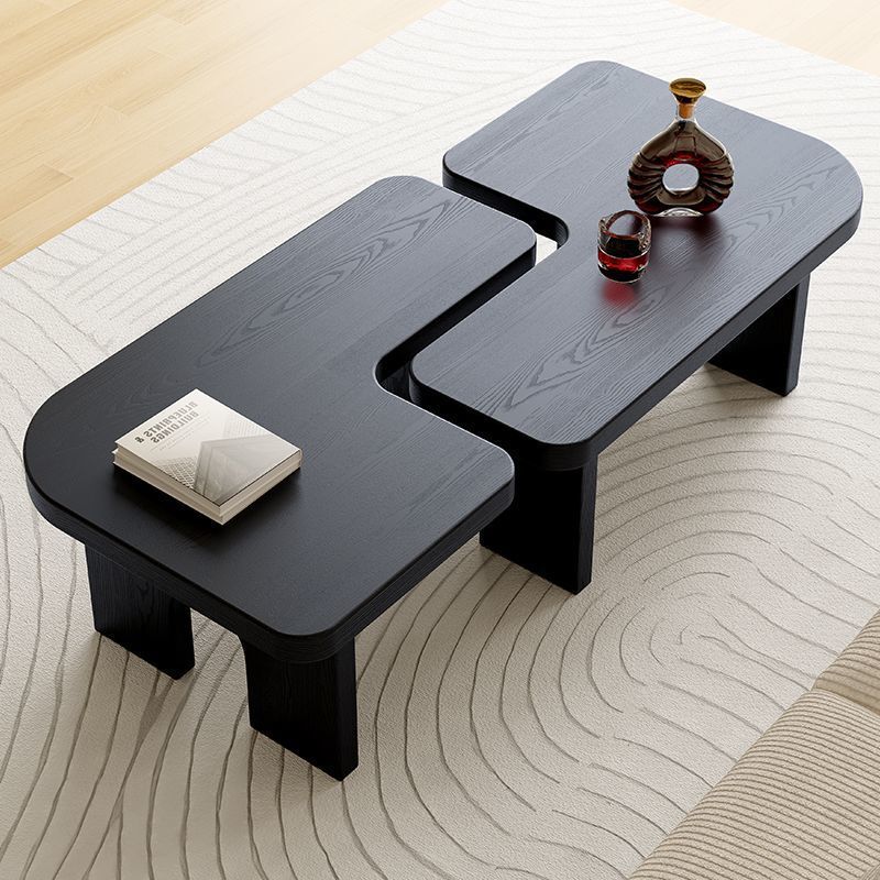 Black Wabi-Sabi Style Irregular L-Shaped Butterfly-Style Coffee Table Set for Home Living Room Tea Table Combination Side Table Black Wabi-Sabi Style Irregular L-Shaped Butterfly-Style Coffee Table Set for Home Living Room Tea Table Combination Side Table