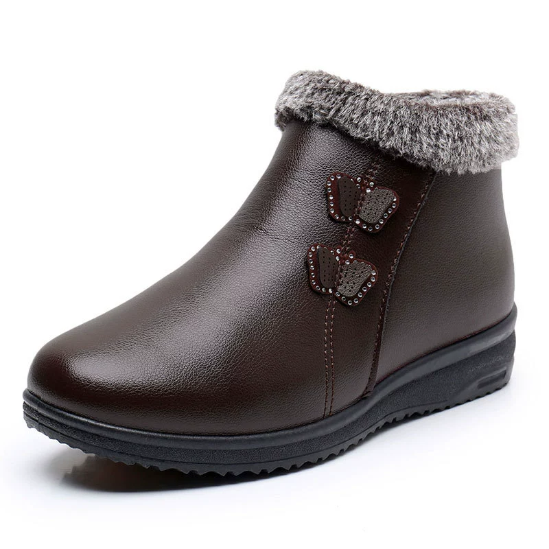 Fleece keep warm non-slip winter low boots, for middle age