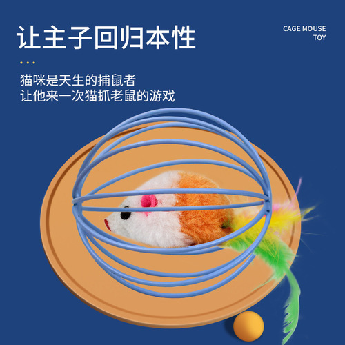 Pet Toy Pet Supplies Wholesale Cat Toy Ball Painted Wire Colorful Plush Mouse Cage 6cm