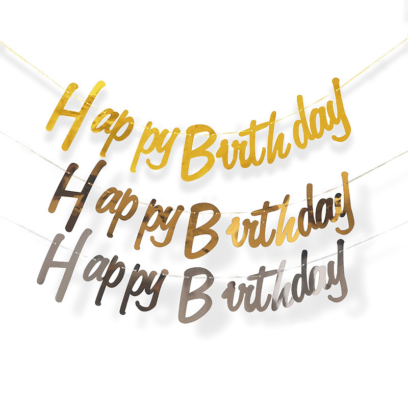 Baby birthday party decoration latte art HAPPY BIRTHDAY pull-up flag one-year-old paper pull-up banner