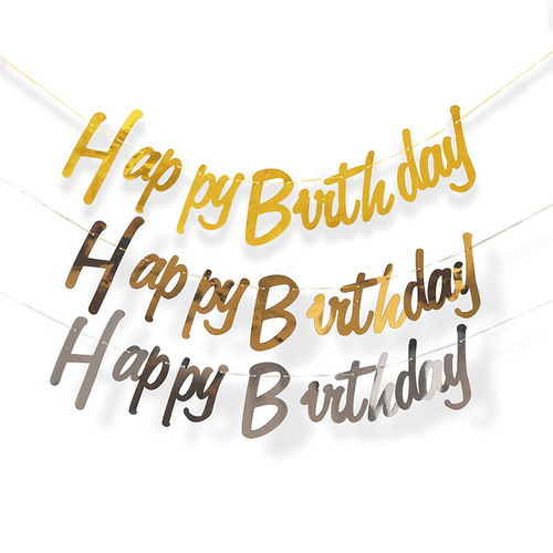 Baby birthday party decoration latte art HAPPY BIRTHDAY pull-up flag one-year-old paper pull-up banner