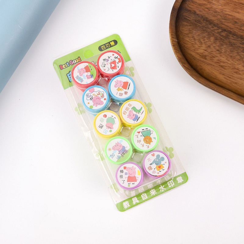 Pony Boley sellos de niños recompensas cuentas de mano juguetes dibujos animados lindos corazón de una niña púrpura sello Pony papelería.