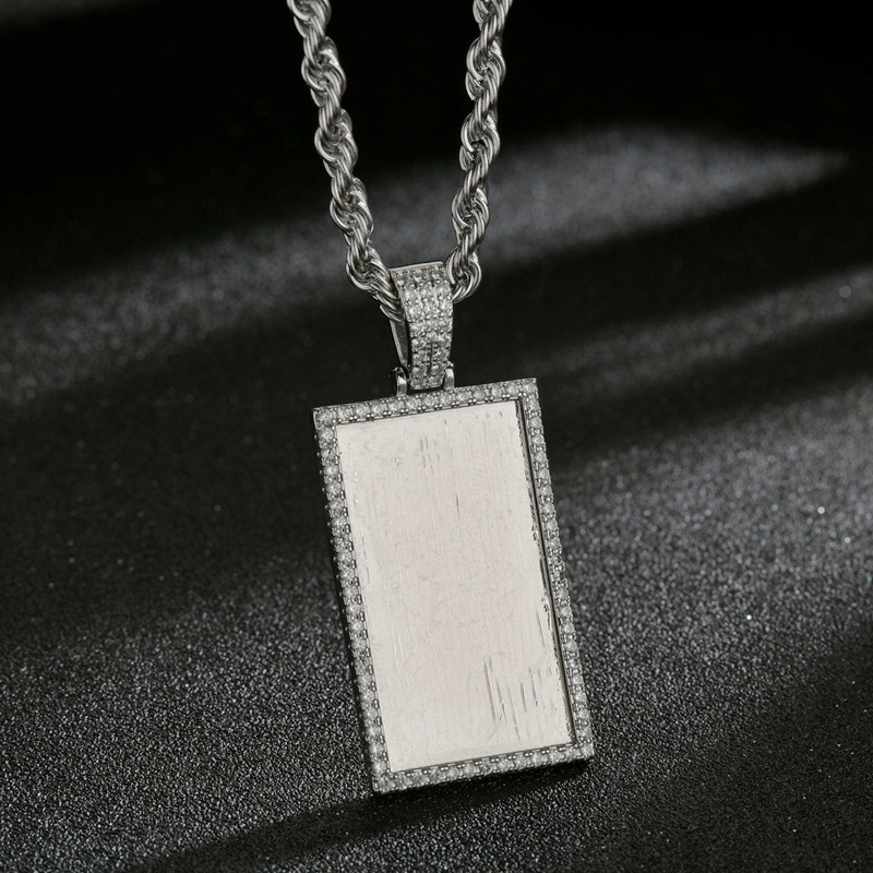 Großhandel Schmuckrechteckige Marke Anhänger Kupfer Halskette Nihaojewelry display picture 3