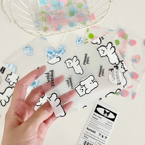 Ins-style cute cartoon bear milk bottle strawberry shell flat pocket card package bag card package material