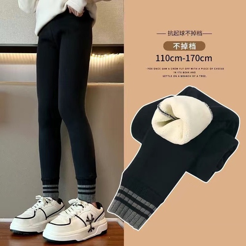 Girls' Fleece-Lined, Thickened, Fashionable Pants—Children's Outerwear, One-Piece Fleece Pants for Baby Girls, Warm Pants for Older Children—Autumn and Winter