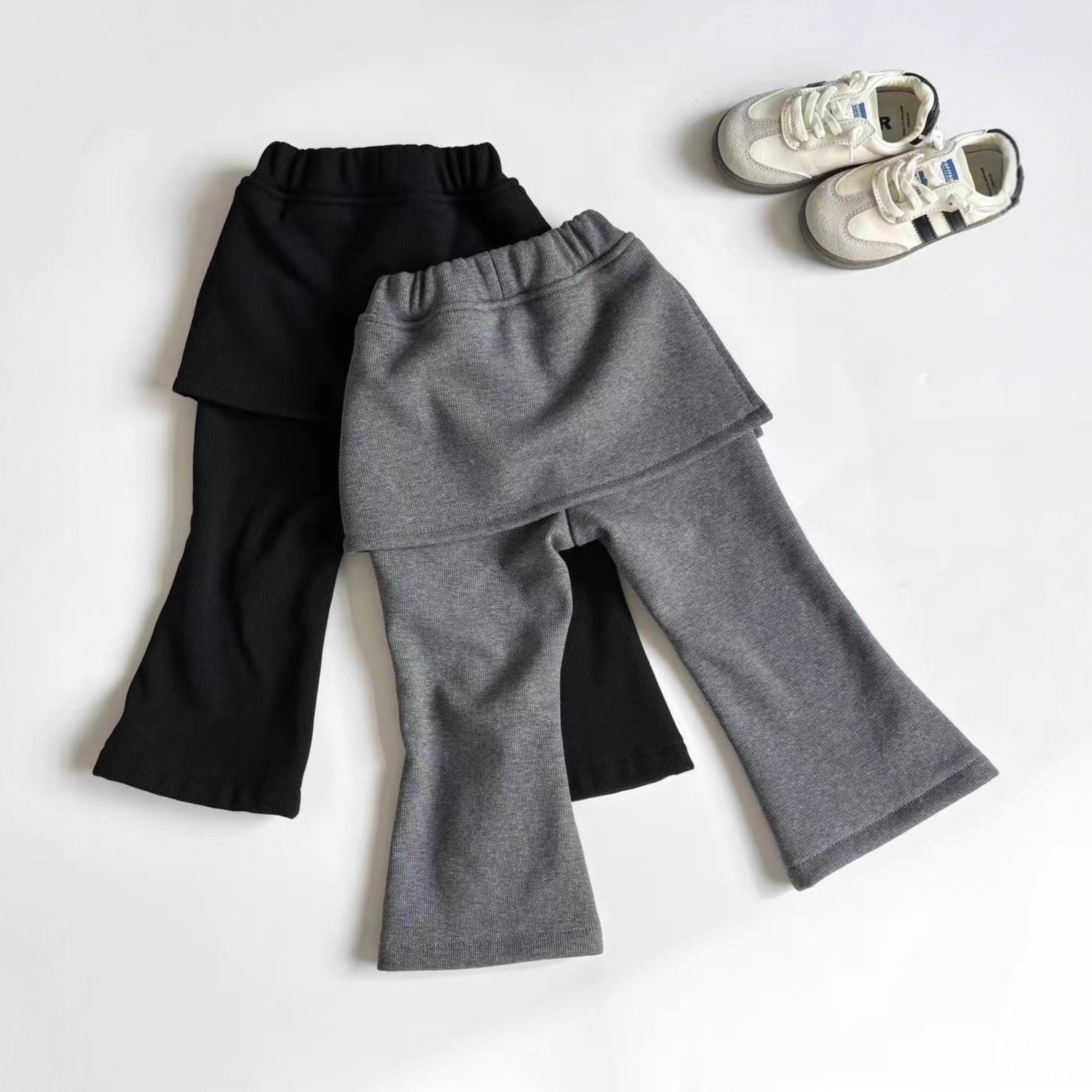 女童裤子2025冬季新款韩版洋气加绒裤子百搭P帘喇叭裤跨境代发