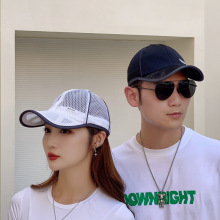 夏季棒球帽男士镂空帽檐遮阳帽女士网纱运动防晒帽包边加条鸭舌帽