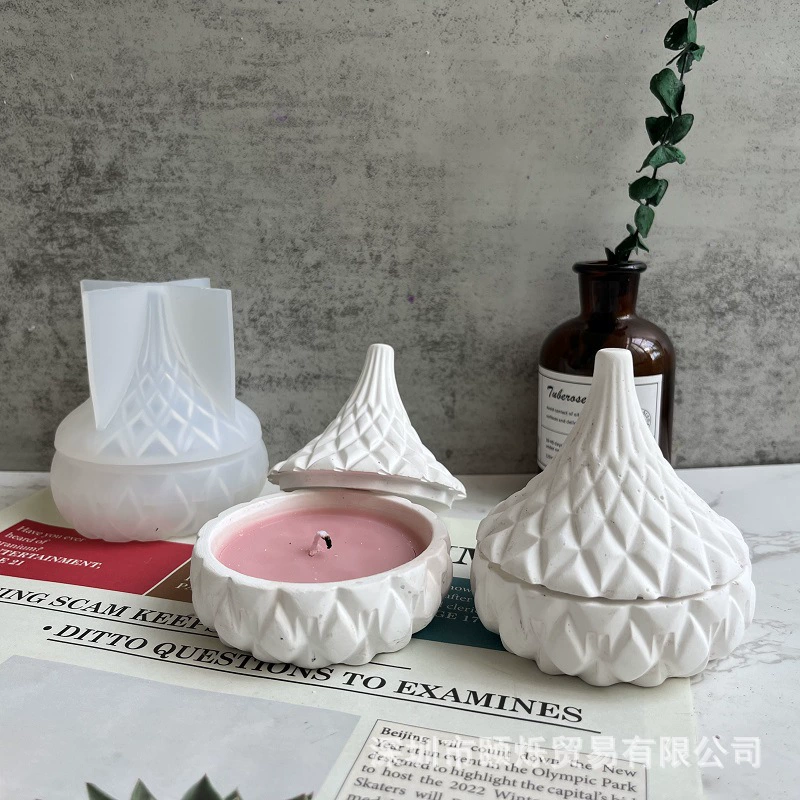 Со крышкой Полоса круглая свечная баночка силиконовые формы DIY цемент