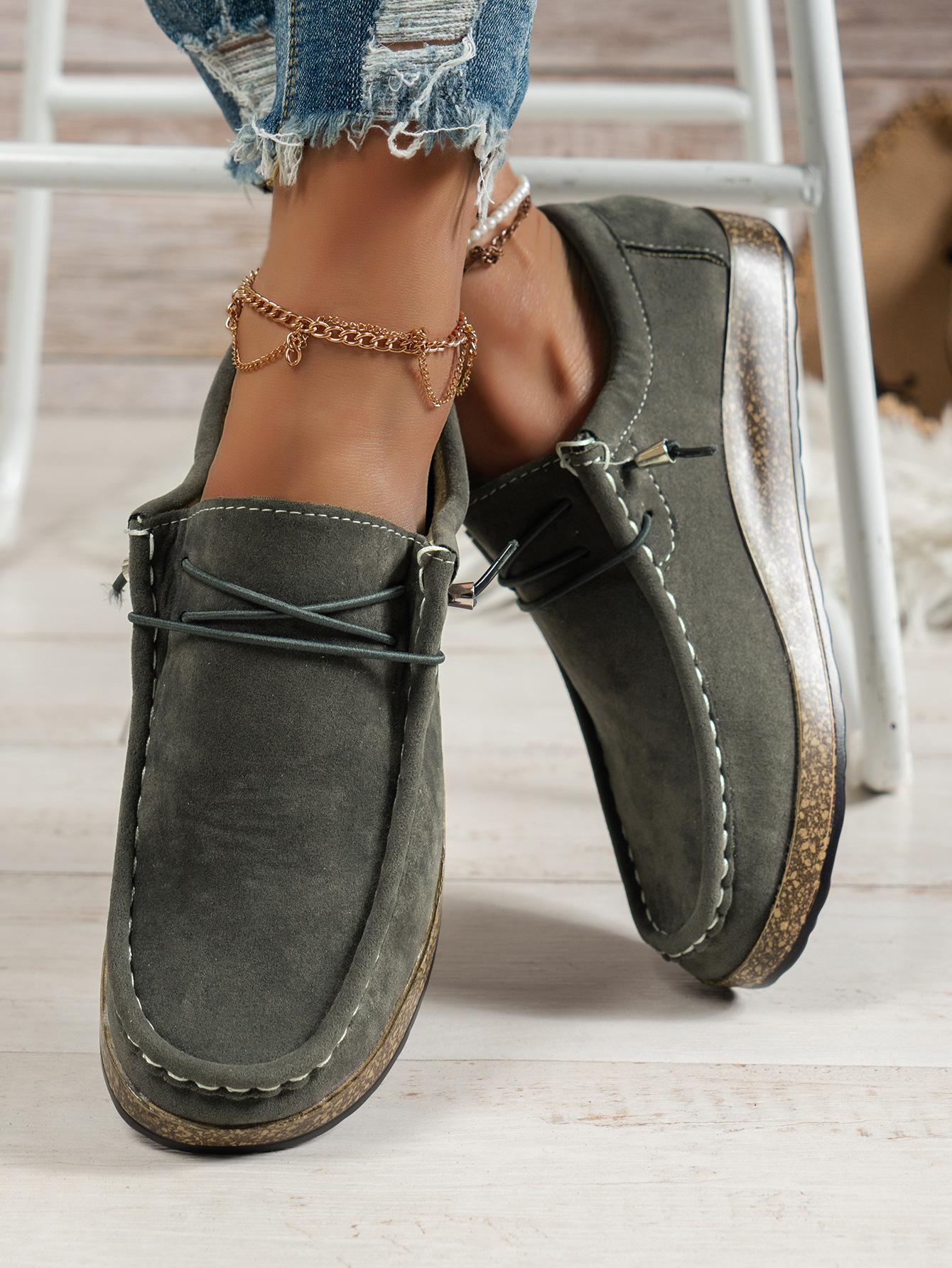 2024 new plus size women's shoes with flat bottom and elastic band lazy feet, casual single shoe for one foot_voghion.com