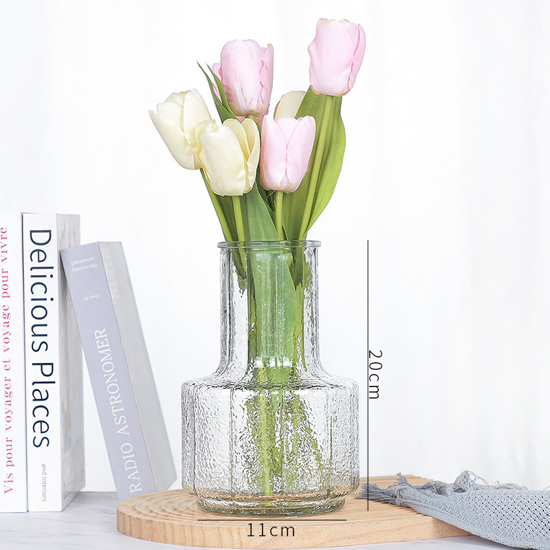 Nuevo estilo chino simple hielo roca vasija de vidrio decoración ligeramente lujosa decoración de mesa de sala de estar acuoso flor flor floral vasija