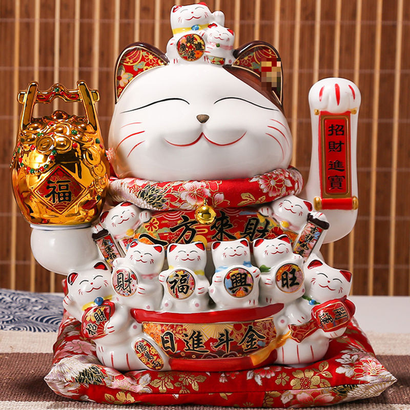 招财猫摆件家居开业送礼自动摇招手收银前台玄关客厅陶瓷大号网红