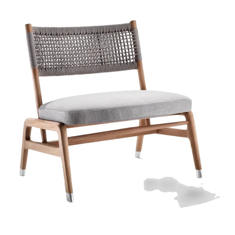 Sofá al aire libre terraza de hotel jardín patio terraza diseñador de madera maciza tela de caña de tres piezas de teca muebles casuales image 6