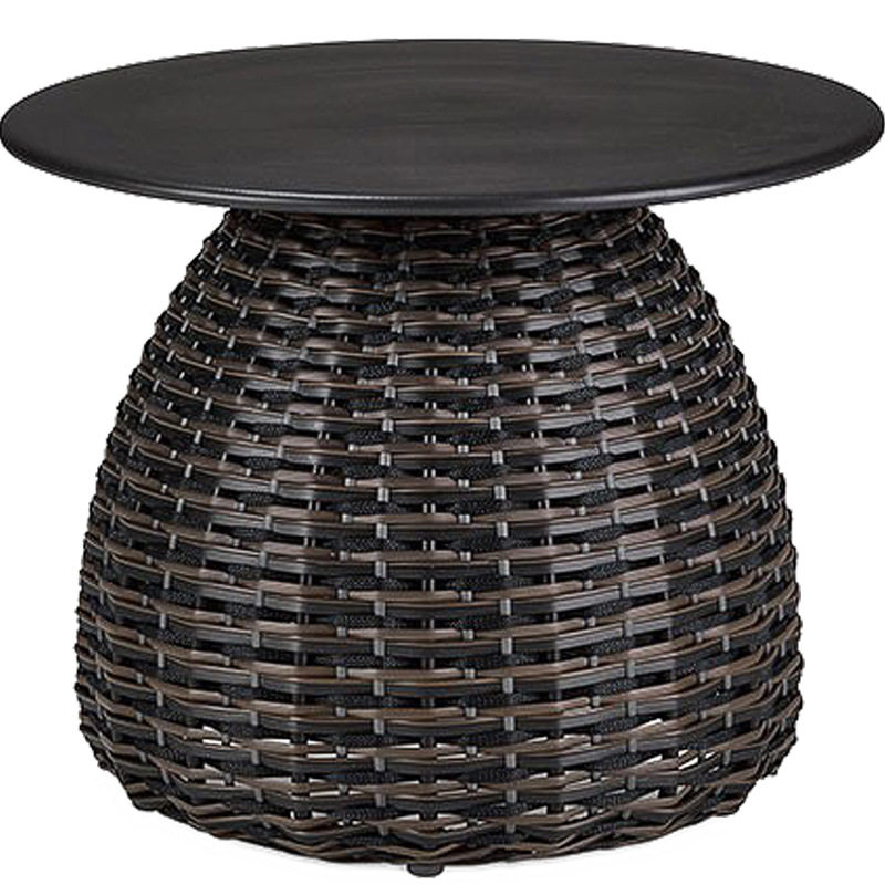 Mesa de centro para exteriores, mesa auxiliar redonda de pizarra para balcón o patio, mesa esquinera de madera maciza, muebles para alojamiento