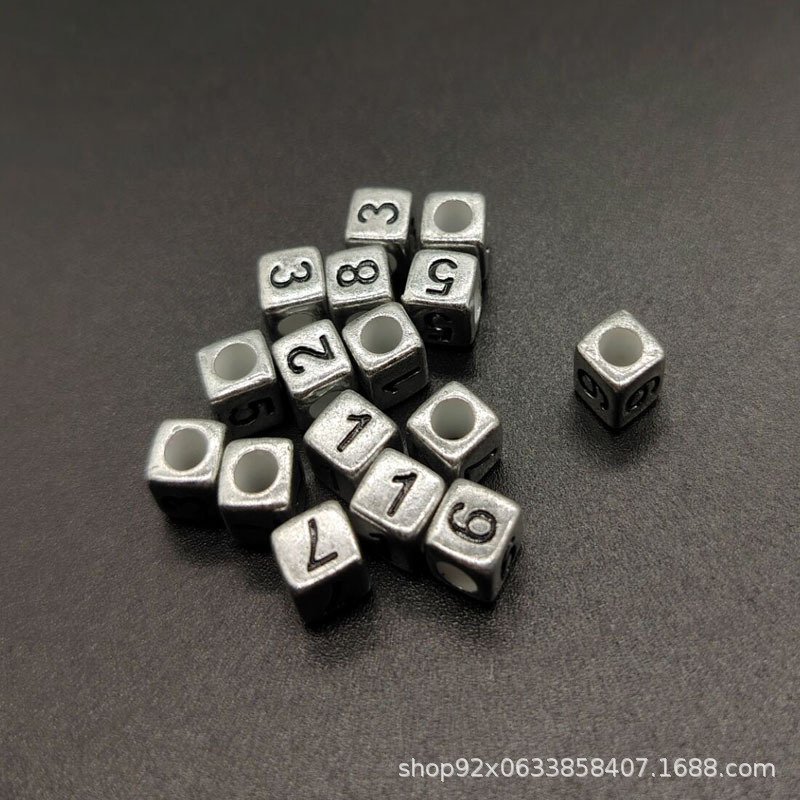 6mm silver black digital beads square beads bracelet beads acrylic beads loose beads DIY accessories wholesale 6mm silver black digital beads square beads bracelet beads acrylic beads loose beads DIY accessories wholesale