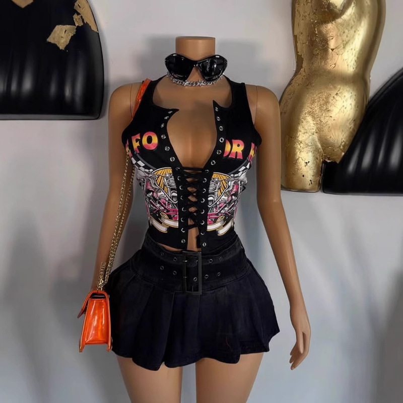 1386 Sexy Tie-Front Bralette Sexy Tie-Front T-Shirt Vest