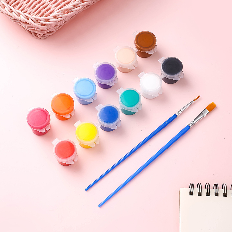 3ml Akrilik Boya Kalemi 12 Renk Bağlı Boya Fırça Seti Çocuk DIY Karalamalar Uçurtma Maske Boyama Boyası
