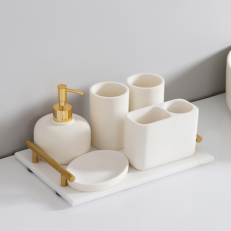 Juego de artículos de baño de cinco piezas, juego de vasos para cepillos de dientes, soporte para cepillos de dientes, lavabo de pared