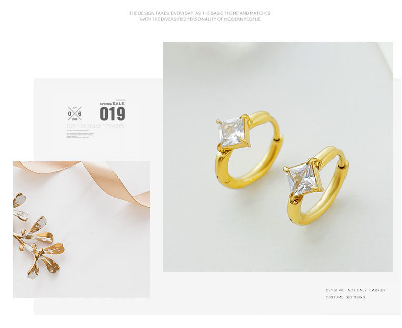 Fashion Geometric Stainless Steel Plating Rhinestones Earrings 1 Pair