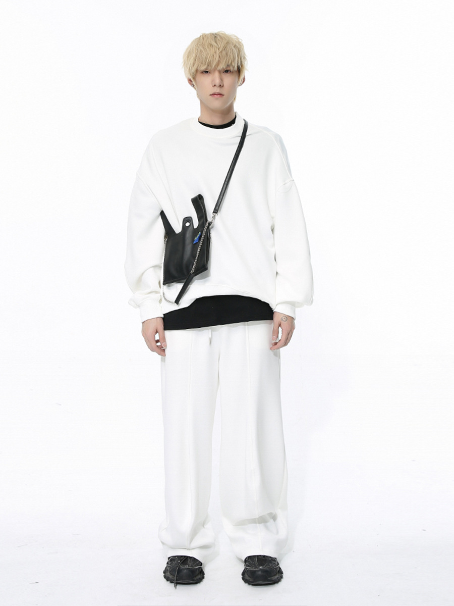 Mtlclothes ropa de Hombre | 2024 primavera nuevo estilo coreano color sólido suéter casual Pantalones rectos traje de dos piezas moda