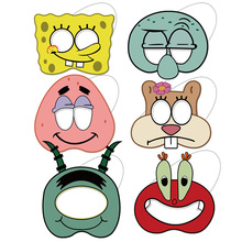 海绵宝宝卡通人物儿童生日派对用品角色扮演面具摄影棚道具亚马逊