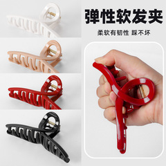 跨境软硅胶发夹鲨鱼夹发卡柔软防撞保护后脑夹头发防摔耐用抓夹