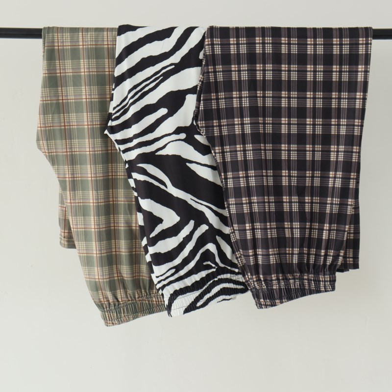 High Waist Wide Leg Loose Plaid Pants NSYKD58579