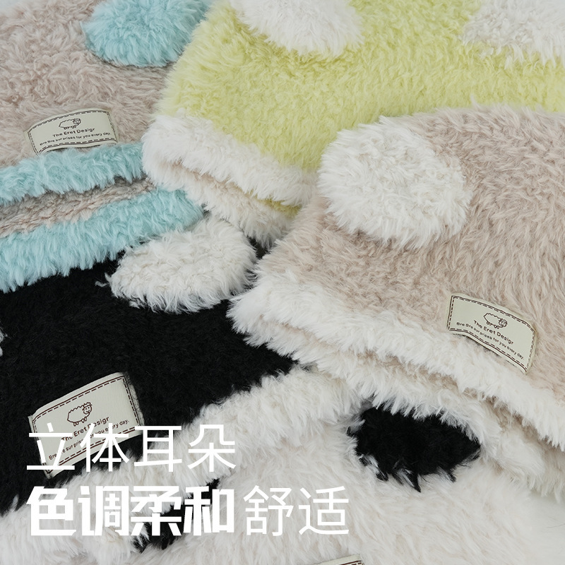 原创新款熊猫帽子秋冬卡通毛绒耳朵护耳帽保暖百搭套头帽毛线帽女|undefined