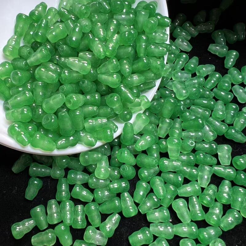 Ice Ba Shan Material Jade Color Small Gourd DIY Jade Jewelry Jade Loose Bead Bracelet Necklace Earrings Accessories