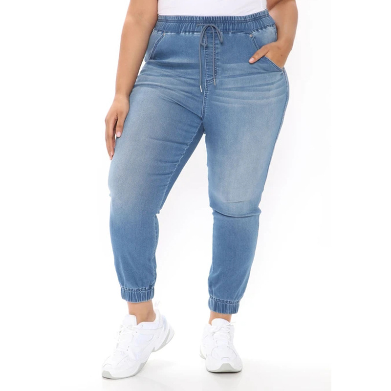 Jeans de Mujer Estilo Callejero Otoño 2025, Lavados, Estilo Harem, Largo a la Rodilla, Color Claro, Cintura Alta