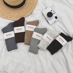 厚襪子女中筒襪秋冬季日系加絨加厚保暖點子紗羊毛襪麻花長筒襪