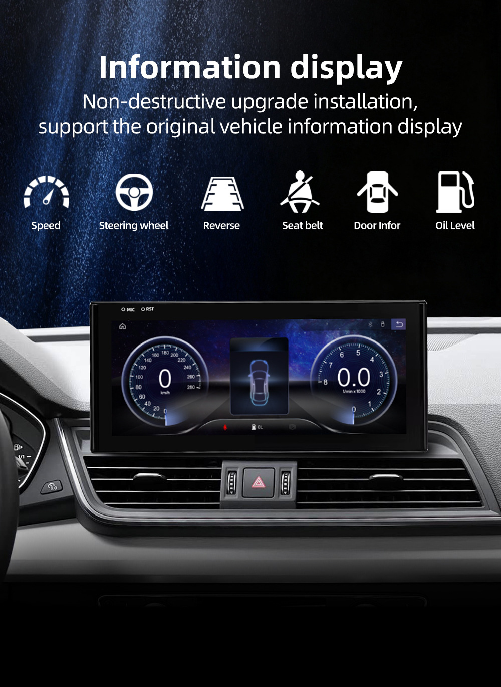 Large screen central control car navigation system compatible with Audi Q5L FY 2018-2021, Android wireless Carplay