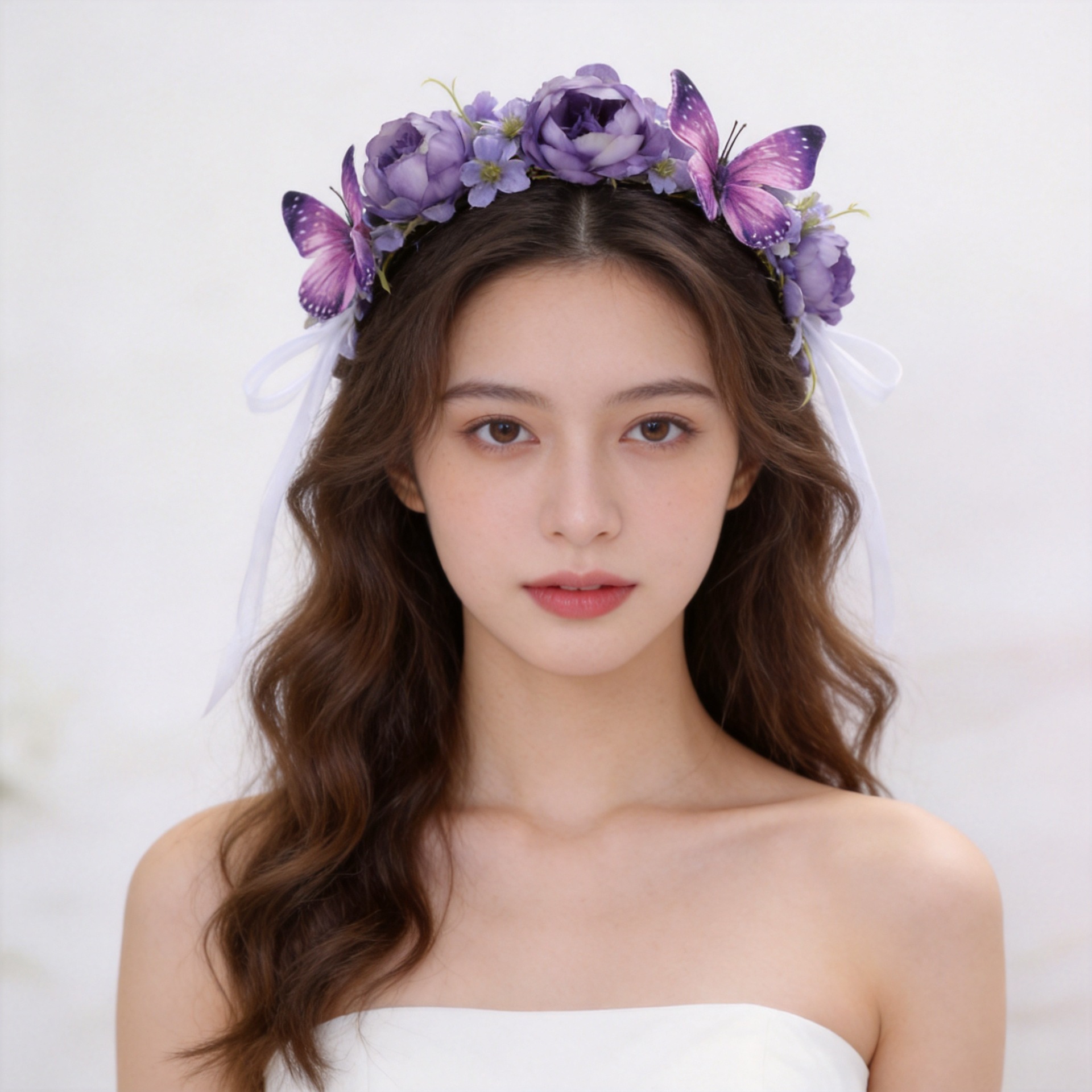 Forest-style bride's sweet floral wreath hair accessory, super fairy-like wedding dress accessory, suitable for makeup styling, photography, and travel shoots