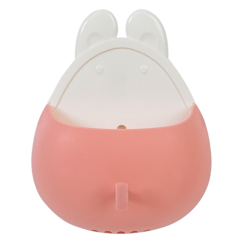 Caja de almacenamiento montada en la pared en forma de conejo baño pasta de dientes cepillo de dientes almacenamiento rack Punch-libre fuerte caja de almacenamiento de drenaje