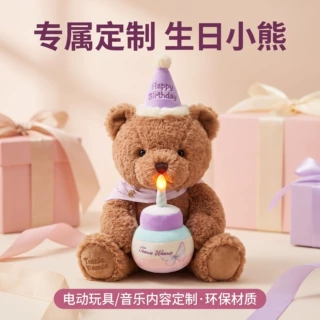 定制电动毛绒玩具泰迪熊公仔儿童生日礼物会唱歌说话发光许愿小熊