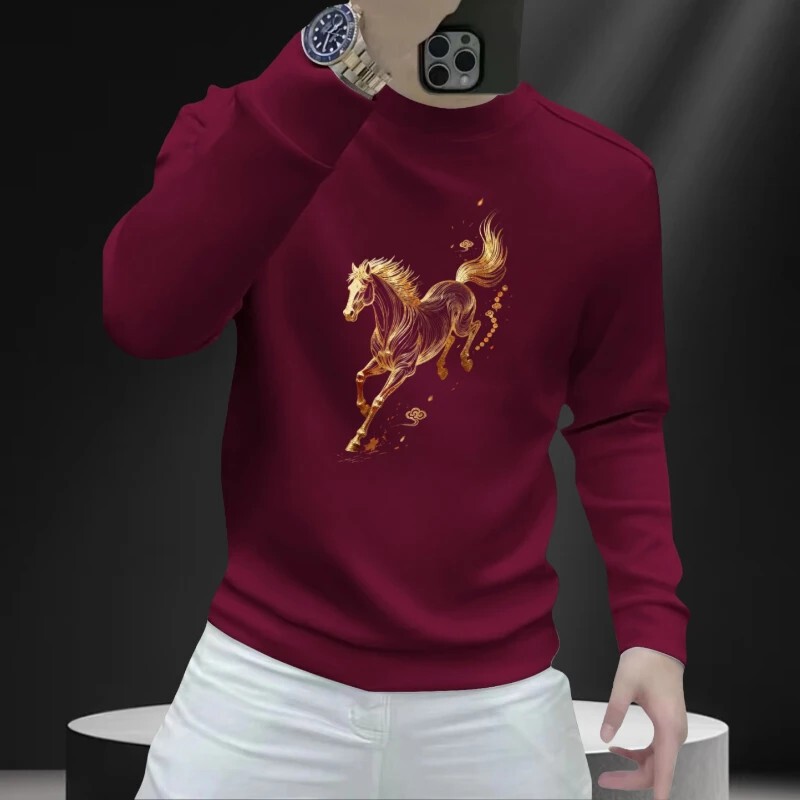 2025 New Style "Mao Dao Chenggong" Printed Trendy Autumn and Winter Men's Sweatshirt Casual Round Neck Loose Simple Versatile