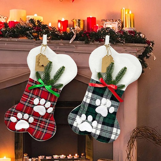 Nuevos calcetines de hueso de Navidad transfronterizos colgantes calcetines de Navidad bolsas de regalo de Navidad decoraciones de atmósfera de vacaciones bolsas de regalo