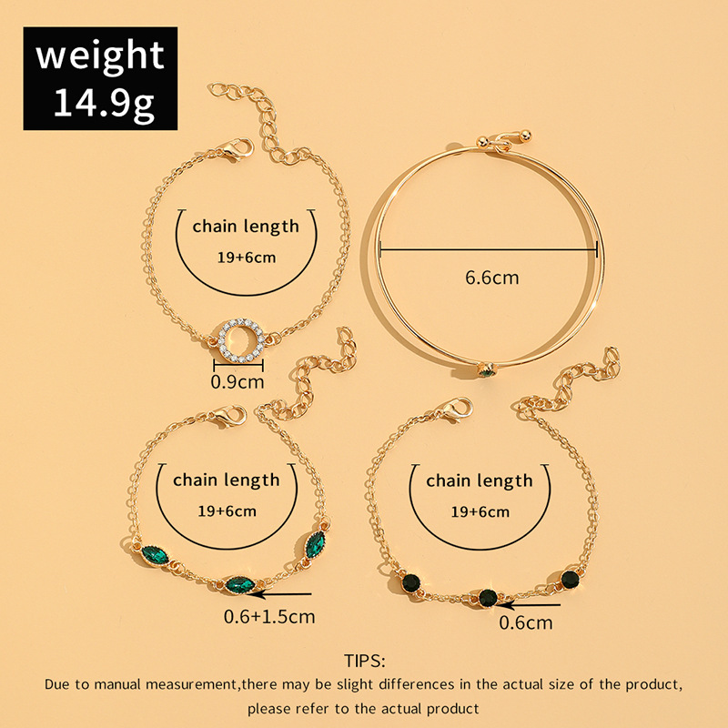 Fashion Round Water Droplets Alloy Inlay Rhinestones Women's Bracelets 1 Set display picture 1