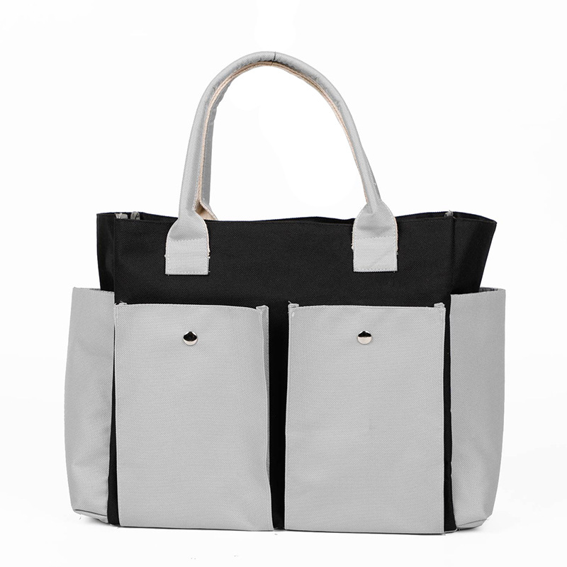New Ready-Made Large Canvas Mommy Bag, Simple Color Matching Series, Prenatal Supplies, Infant Supplies Storage