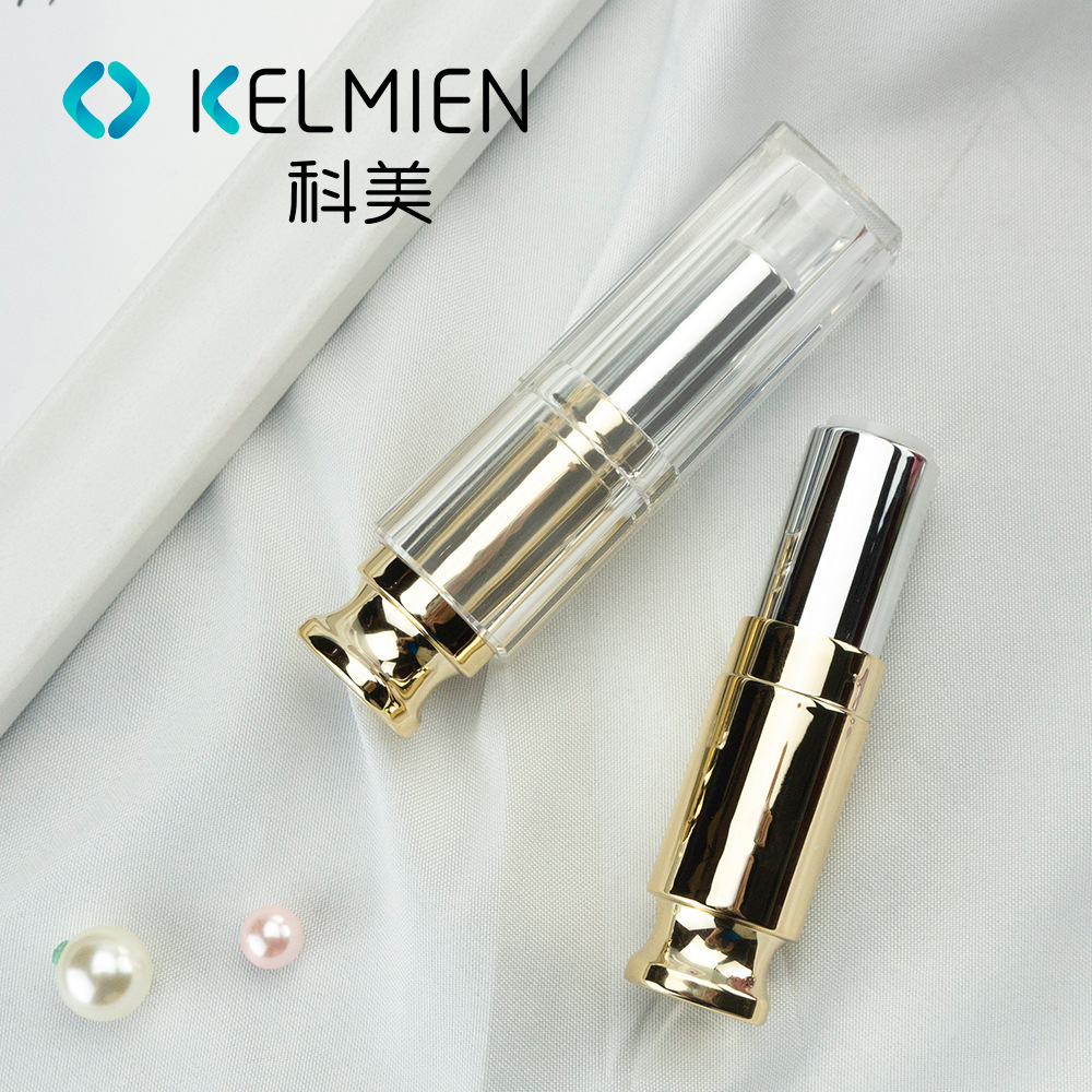 科美彩妆包材厂直销 亮光喷镀金色口红管唇膏空管壳包材批发