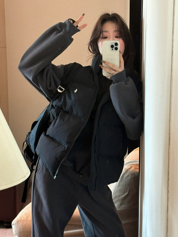 韩系时尚百搭棉服马甲女冬季新款ins叠穿坎肩立领背心外套上衣女|undefined