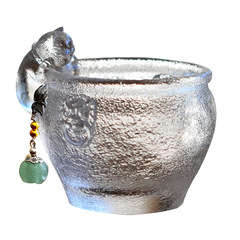 批發琉璃茶杯故宮御貓杯耐熱玻璃主人杯單杯個性創意喝茶小杯可愛