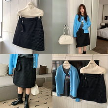 苏奈 配包包2025秋韩版休闲波点短裙高腰A摆裙小短裙女裙fromanna