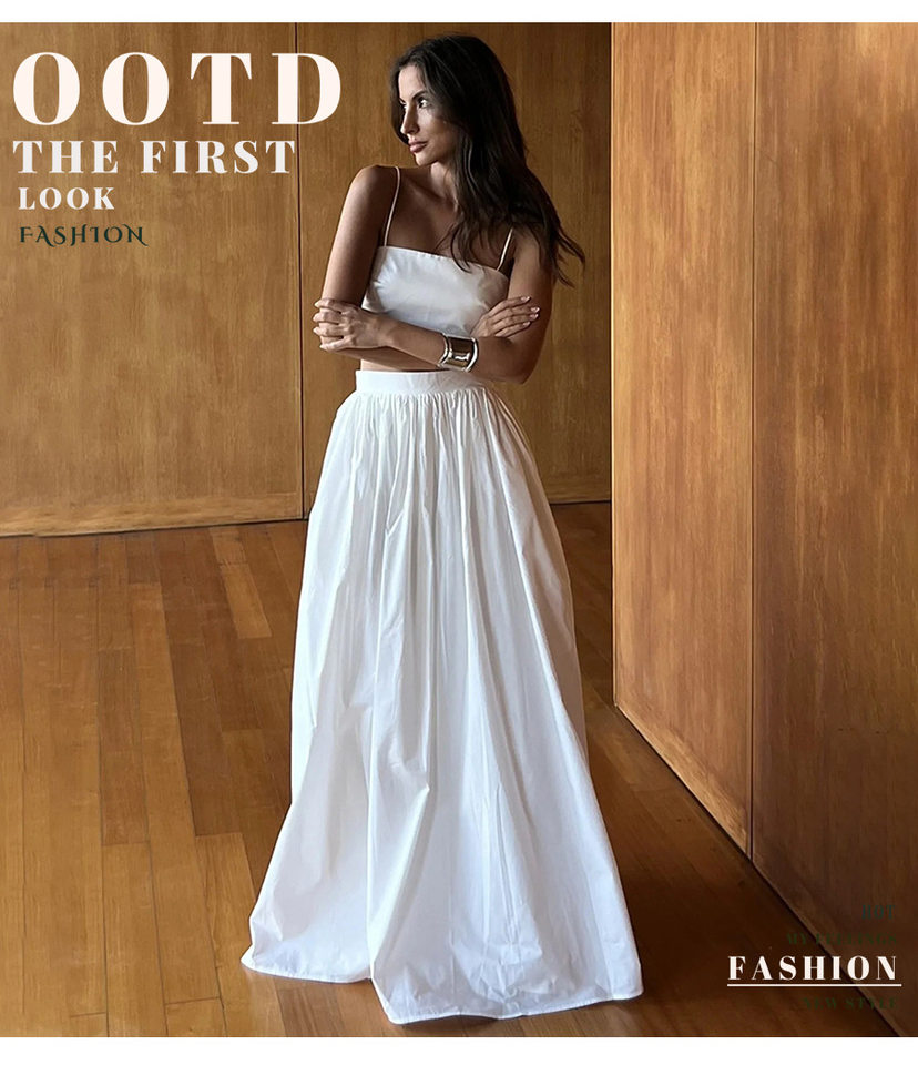 Bộ đầm dài hai dây kèm áo lót cotton phối nối, không tay, dáng suông nhẹ — hồng, kaki, màu trắng, nâu chi tiết 2