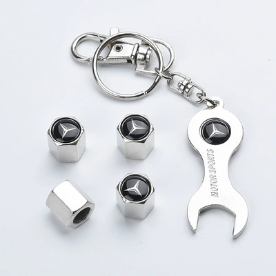 Other Automotive Exterior Supplies: personalized valve cap anti-deflation - mercedes-benz-silver-wrench-4-pack