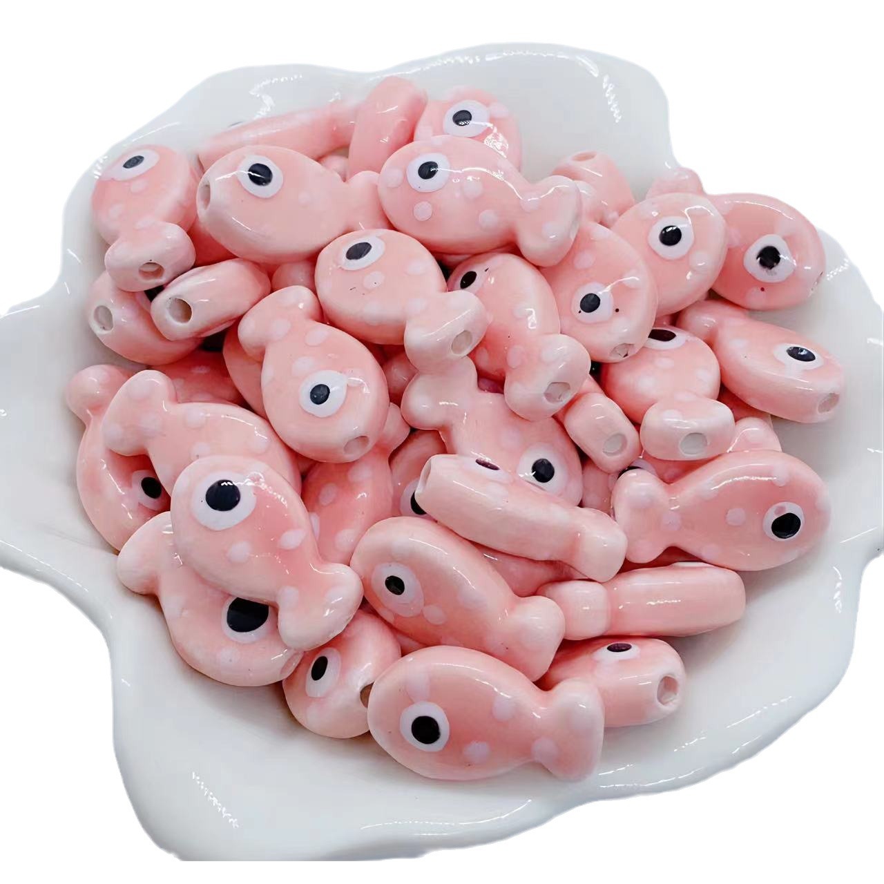 Cuentas de cerámica con diseño de peces, cuentas sueltas, cuentas para hilo, cuentas pintadas a mano, collar hecho a mano, pulsera, accesorios de bricolaje, accesorios de Yiwu