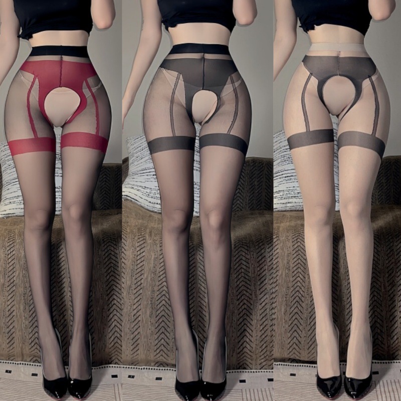 5D ultra-thin fake underwear fake long stitching sling open crotch stockings hollow pantyhose sexy female sexy stockings
