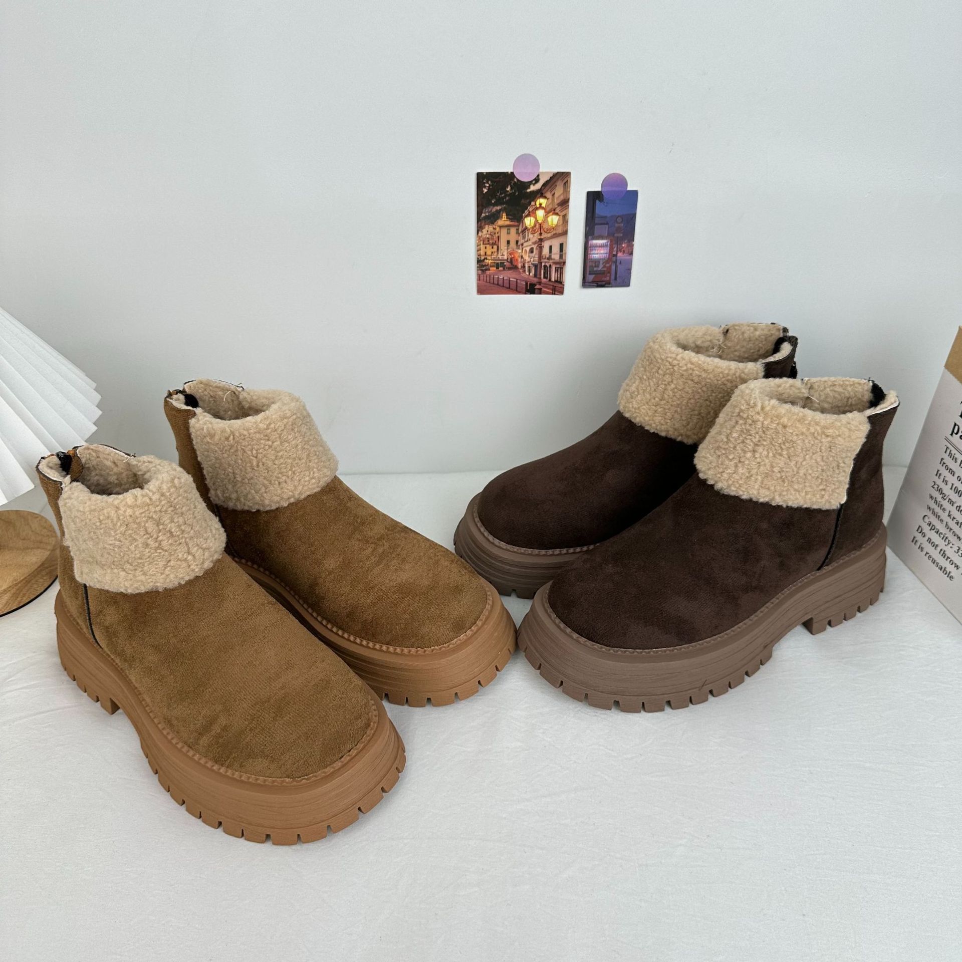 Botas de algodón de mujer botas cortas de invierno 2024 nuevos calentadores Bocken zapatos casuales A9878